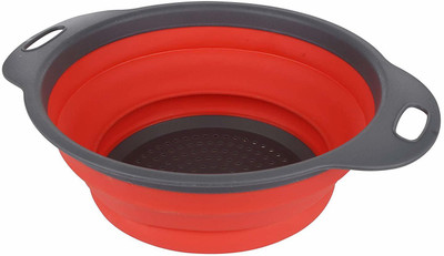Luxafare Silicone Folding Kitchen Vegetable Basket Collapsible Colander (Multicolor Pack of 1) Collapsible Colander(Red Pack of 1)