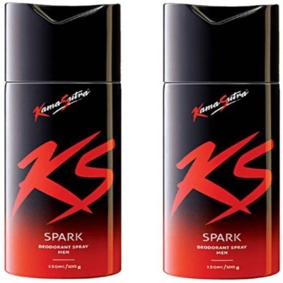 Kamasutra KS SPARK (PACK OF 2) Deodorant Spray  -  For Men(300 ml, Pack of 2)