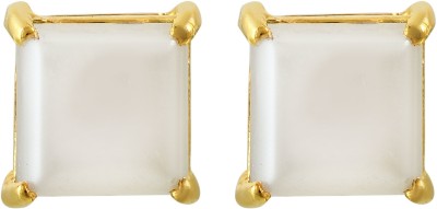 MissMister Gold plated Faux Pearl Square Stud earrings Fashion Women Girls Brass Stud Earring