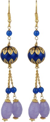 Pearlz Ocean Jade Gemstone Hook Clasp 3.5 Inch Earrings for Girls & Women Jade Alloy Drops & Danglers
