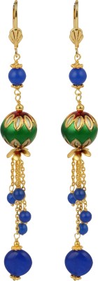 Pearlz Ocean Jade Gemstone Clip-On Clasp 4 Inch Earrings for Girls & Women Jade, Quartz Alloy Drops & Danglers