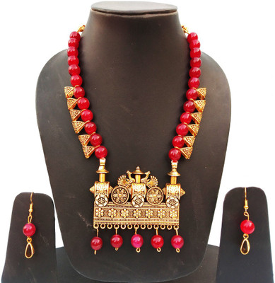 Shining Angel Brass Gold-plated Gold, Red Jewellery Set(Pack of 1)
