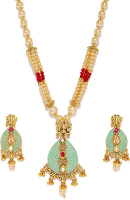 Sukkhi Alloy Gold-plated Green, Red Jewellery Set(Pack of 1)