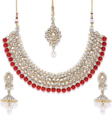 Sukkhi Alloy Gold-plated Red Jewellery Set(Pack of 1)