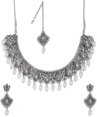 Sukkhi Alloy Rhodium Silver, White Jewellery Set(Pack of 1)