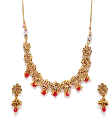 Sukkhi Alloy Gold-plated Red Jewellery Set(Pack of 1)