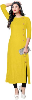 VISVA DESIGNER Women Solid Straight Kurta(Yellow)