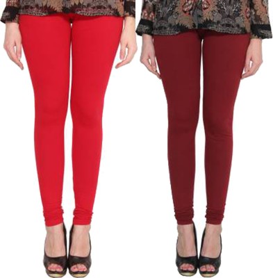 Clarita Churidar  Ethnic Wear Legging(Red, Maroon, Solid)