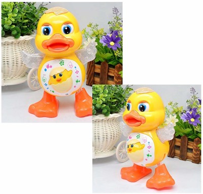 Tenmar Dancing Duck Toy for Kids with Flashing Lights, Musical & Sounds-360(Yellow)