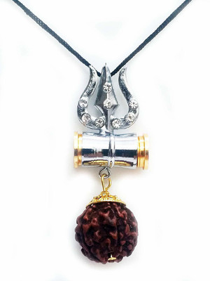 AIR9999 shiv shakti 5 mukhi rudraksha kawach gold plated pendant Crystal Pendant
