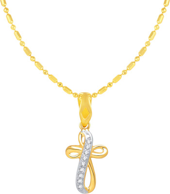 Sukai Jewels Christain Cross Gold-plated Cubic Zirconia Alloy, Brass Pendant