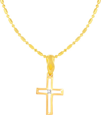 Sukai Jewels Christain Cross Gold-plated Cubic Zirconia Alloy, Brass Pendant