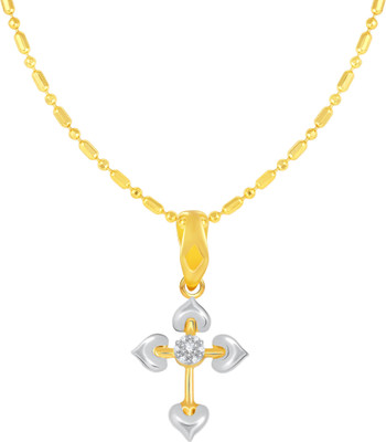 Sukai Jewels Christain Cross Gold-plated Cubic Zirconia Alloy, Brass Pendant