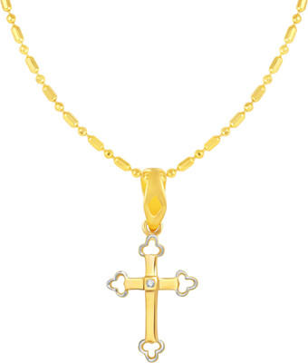 Sukai Jewels Christain Cross Gold-plated Cubic Zirconia Alloy, Brass Pendant