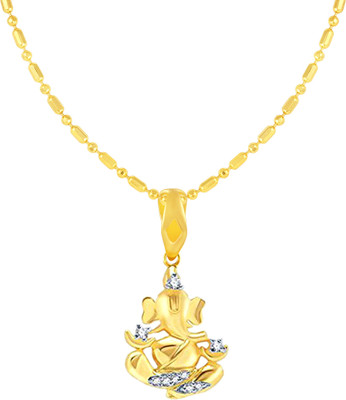 Sukai Jewels Vakratunda Gold-plated Cubic Zirconia Alloy, Brass Pendant