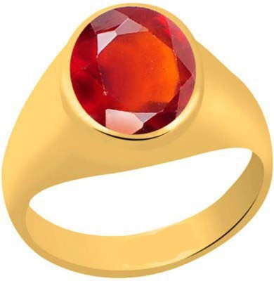 CLEAN GEMS Natural Certified Hessonite (Gomed) 6.25 Ratti or 5.5 Carat for Male Panchdhatu 22k Gold Plated Ring Alloy Ring