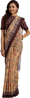 Ratnavati Printed Bollywood Tussar Silk, Silk Blend Saree(Beige)