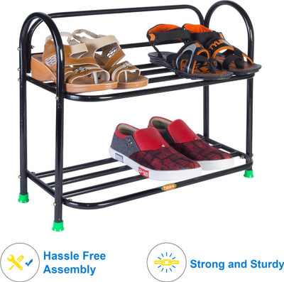 Patelraj Metal Shoe Stand(Black, 2 Shelves)