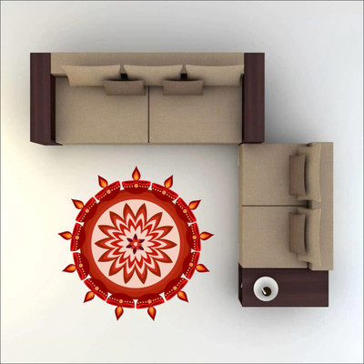 Creatick Studio 30 cm Diwali Special - Colourful Decorative Rangoli Sticker Size- 30 cm x 30 cm Set of 2 Self Adhesive Sticker(Pack of 2)