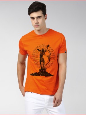 Young trendz Printed Men Round Neck Orange T-Shirt