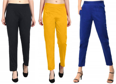 SriSaras Regular Fit Women Blue, Black, Yellow Trousers