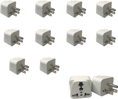 HI-PLASST (10- pcs) 3-Prong TYPE-B Heavy Quality Universal Electrical AC Wall Plug Worldwide Adaptor(White)