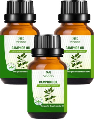 Vihado Best Camphor Essential Oil Pure Natural Therapeutic Grade Oil For Skin Care & Hair Care (30 ml) (Pack of 3)(30 ml)