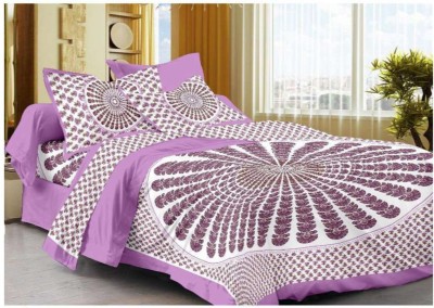 UNIQCHOICE 104 TC Cotton Double Geometric Flat Bedsheet(Pack of 1, Purple)