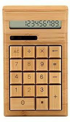 Amazing Mall AM 1500*Small Calculator 12 Digits Solar Powered Nature Bamboo Wood Calculator Basic  Calculator(12 Digit)