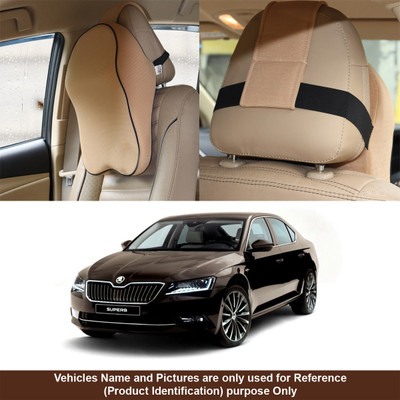 Oshotto Beige Fabric Car Pillow Cushion for Skoda(Rectangular, Pack of 1)