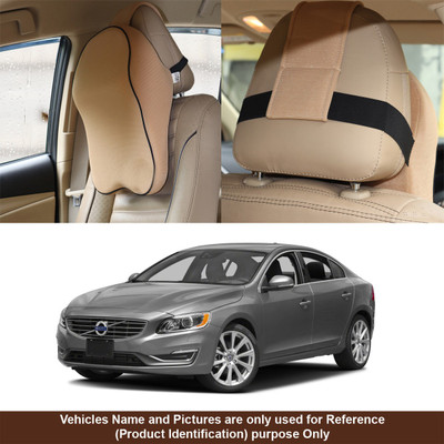 Oshotto Beige Fabric Car Pillow Cushion for Volvo(Rectangular, Pack of 1)