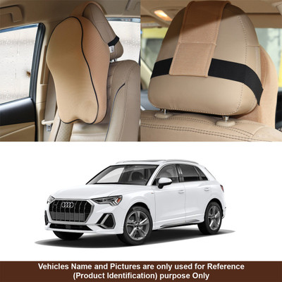 Oshotto Beige Fabric Car Pillow Cushion for Audi(Rectangular, Pack of 1)
