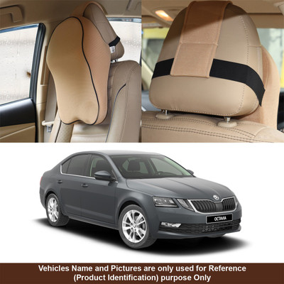 Oshotto Beige Fabric Car Pillow Cushion for Skoda(Rectangular, Pack of 1)