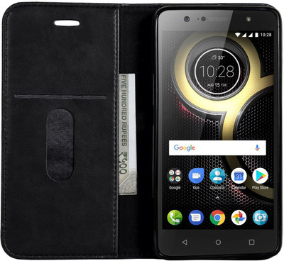 Bepak Wallet Case Cover for Lenovo K8 Plus(Black, Shock Proof)