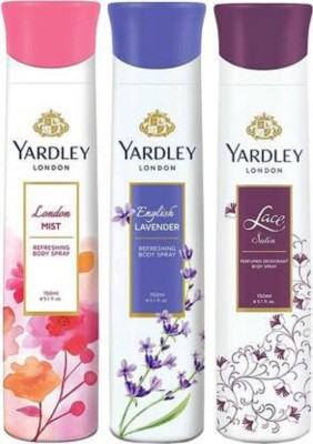 Yardley London London English Lavender,London Mist & lace Deodorant Spray Body Spray  -  For Women(150 ml)