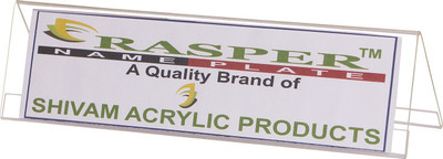 RASPER 2 Compartments (9x2.5 Inches) Acrylic Desk Label Name Plate (Pack Of 10 Pcs)(Clear Transparent)