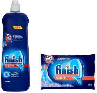 Finish Dishwashing Rinse Aid Regular 800ml And Dishwashing Salt 2Kg combo Dishwashing Detergent(2.8 kg)