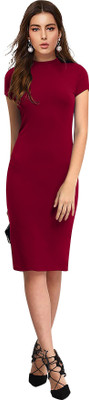 ILLI LONDON Women Sheath Maroon Dress