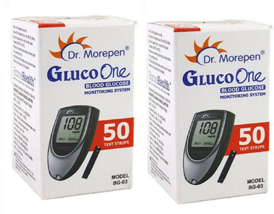 Dr. Morepen BG-03 50 STRIP PACK OF 2 100 Glucometer Strips Glucometer(Multicolor)