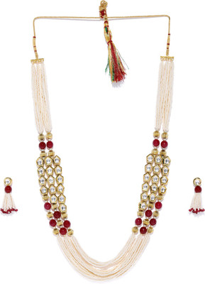 Sukkhi Alloy Gold-plated Maroon, White Jewellery Set(Pack of 1)