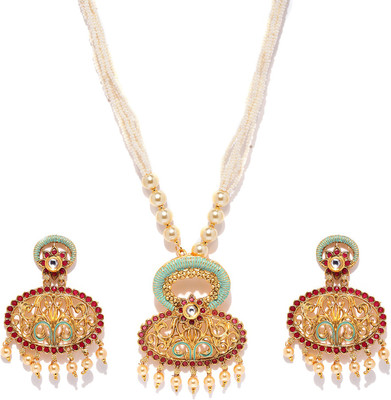 Sukkhi Alloy Gold-plated Red, Green Jewellery Set(Pack of 1)