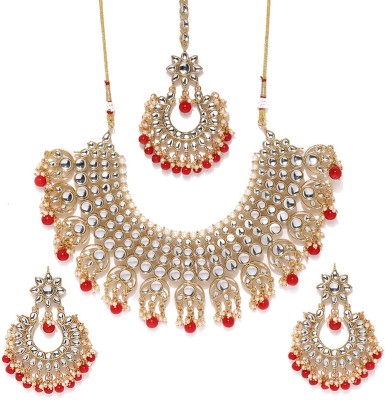 Sukkhi Alloy Gold-plated Red, Silver, White Jewellery Set(Pack of 1)