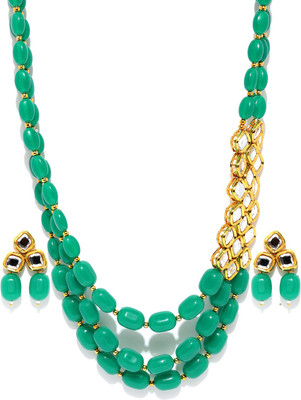 Sukkhi Alloy Gold-plated Green, White Jewellery Set(Pack of 1)