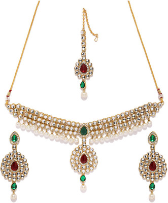 Sukkhi Alloy Gold-plated Red, Green Jewellery Set(Pack of 1)