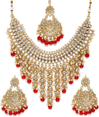 Sukkhi Alloy Gold-plated Red Jewellery Set(Pack of 1)