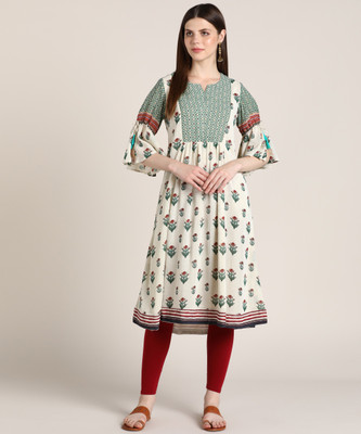 biba-women-floral-print-flared-kurtabeige