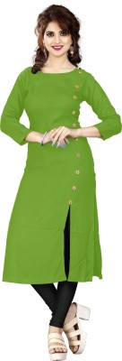 HF HOLYDAY FASHION Women Solid Frontslit Kurta(Green)