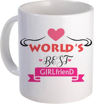 Kesri Gifts World's Best Girlfriend Theme(valent-mug-0197) Ceramic Coffee Mug(325 ml)