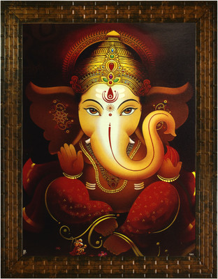Indianara LORD GANESHA (2152) Digital Reprint 13 inch x 10.6 inch Painting(With Frame)