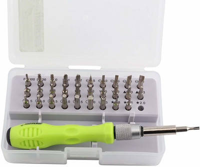play run 32-in-1 Accuracy Interchangeable Mini Screwdriver Set Magnetic Slot Wrench Bits Repair Tools Kit (Green) - Pack of 32 Combination Screwdriver Set(Pack of 1)